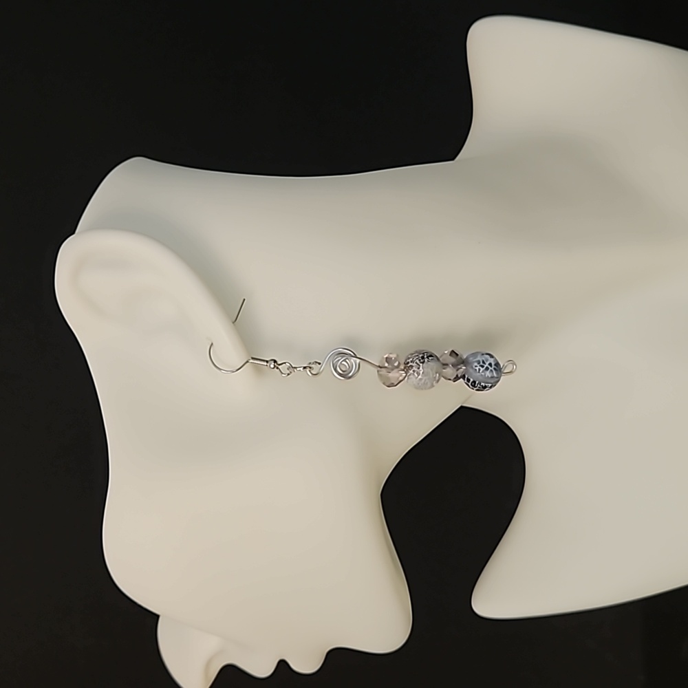 Agate Cracked Blue Stone Earrings